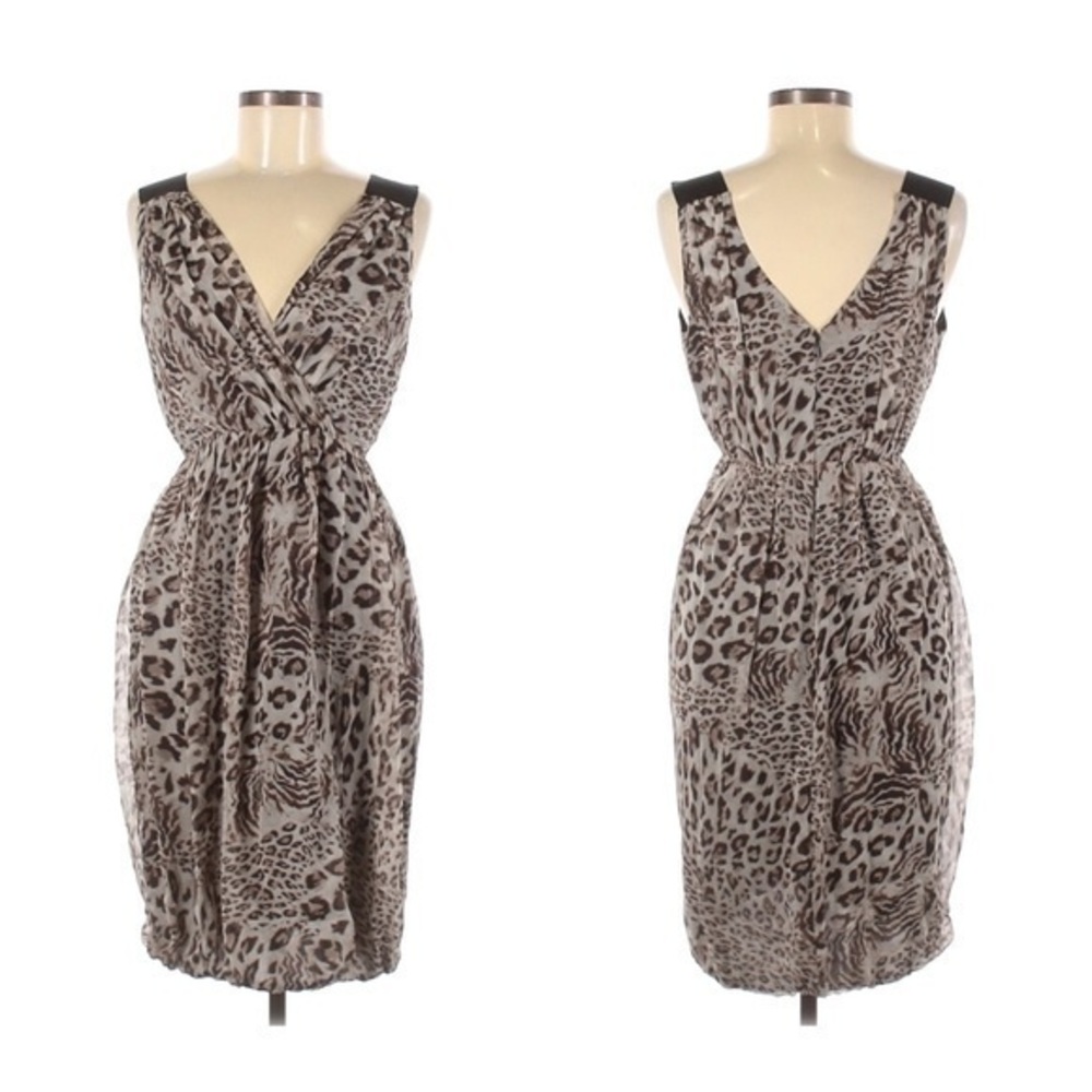 Robert Rodriguez leopard pleat cinched waist dress